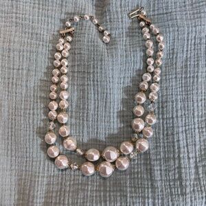Vintage Pearl and Crystal  Double-Strand Necklace